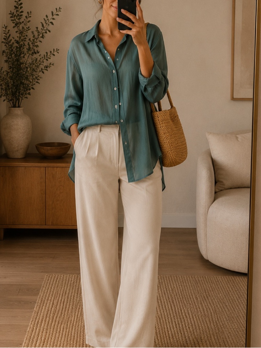 Anthropologie Teal Button Down Shirt